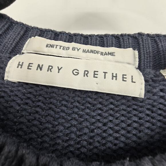 Vtg 90s Y2K Henry Grethel Aztec Sweater Men LG Gray Geometric Dad Grandpa Chunky - Picture 4 of 10